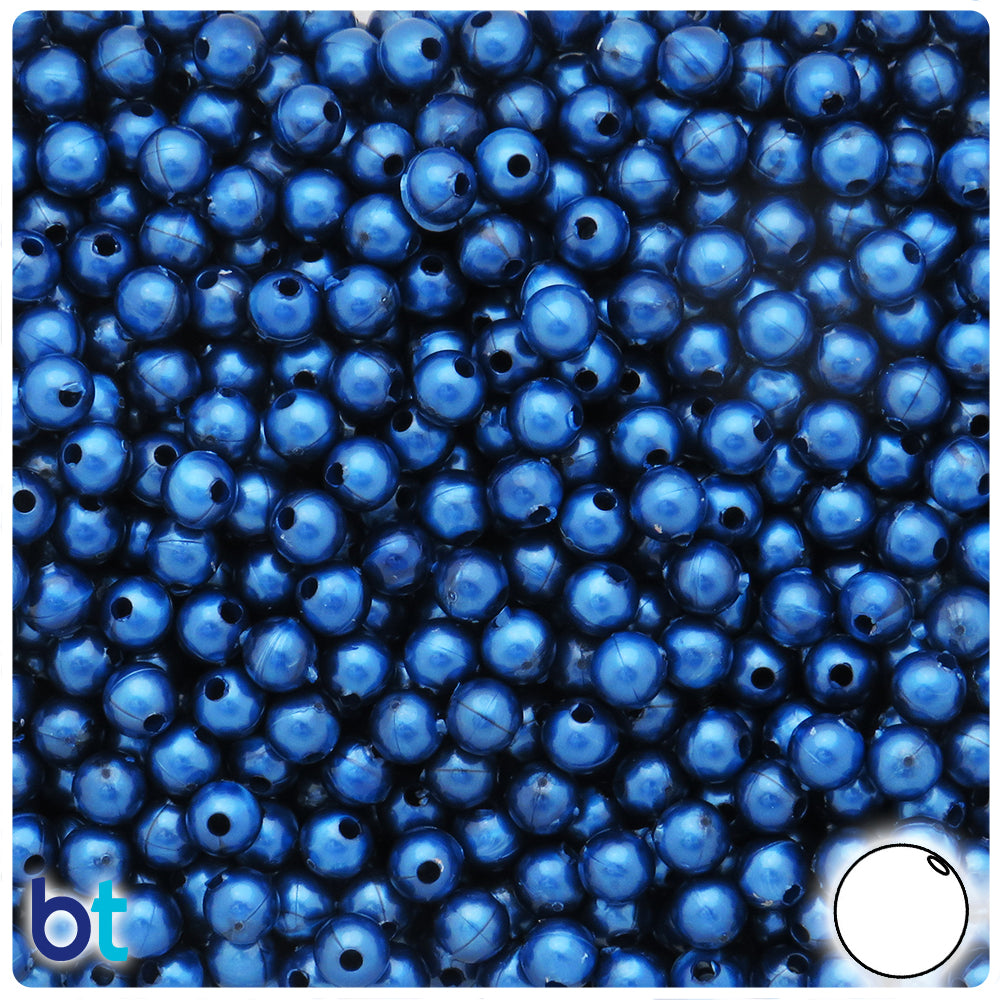 Dark Montana Blue Pearl 6mm Round Plastic Beads (500pcs)