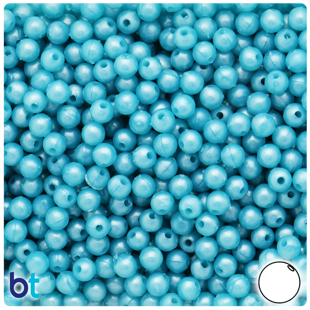 Sky Blue Pearl 6mm Round Plastic Beads (500pcs)