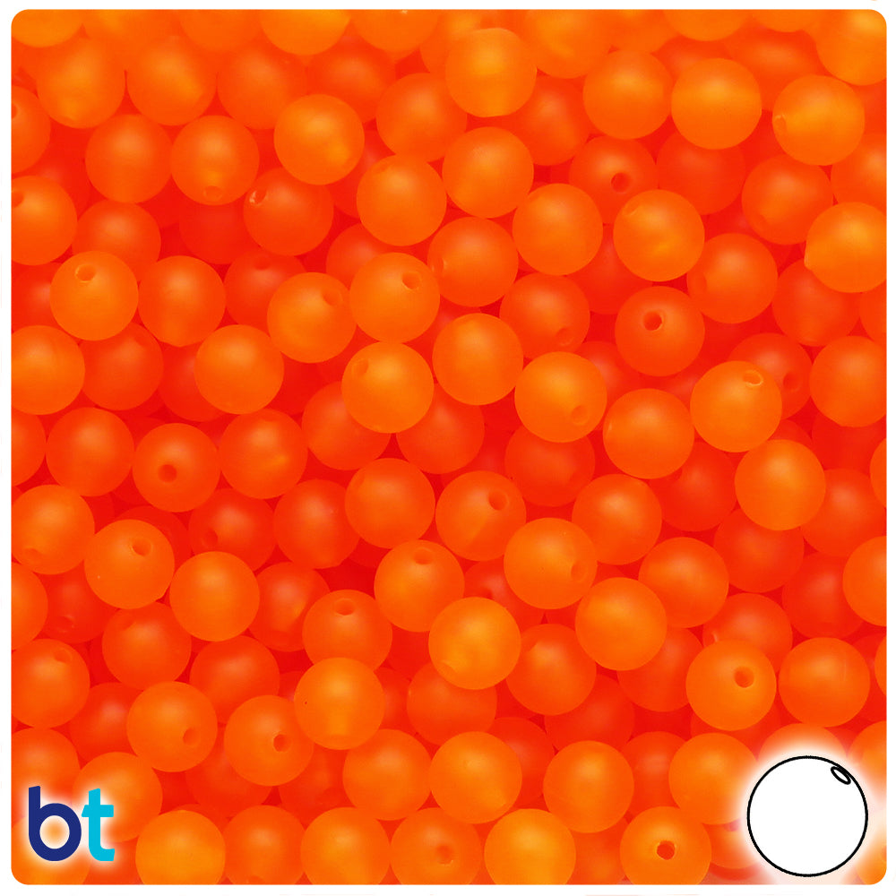 Orange Frosted 8mm Round Plastic Beads (300pcs)