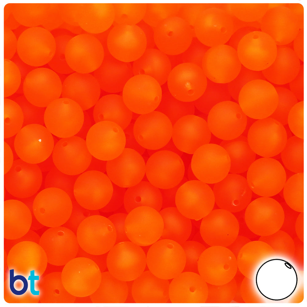 Orange Frosted 10mm Round Plastic Beads (150pcs)