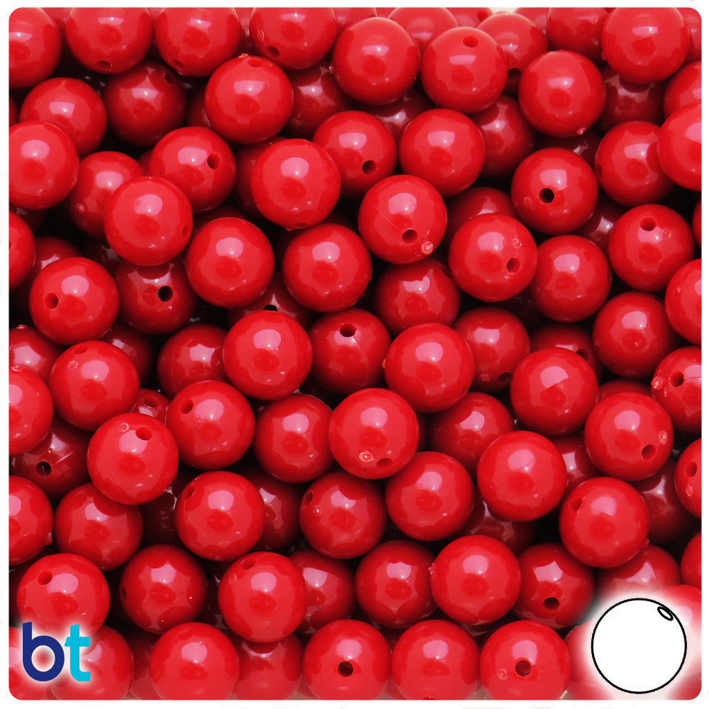 Red Opaque 10mm Round Plastic Beads (150pcs)