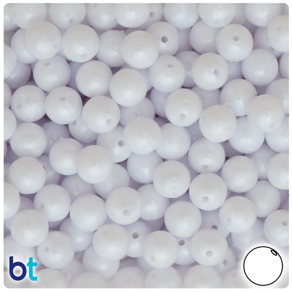 White Pearl 10mm Round Plastic Beads (150pcs)