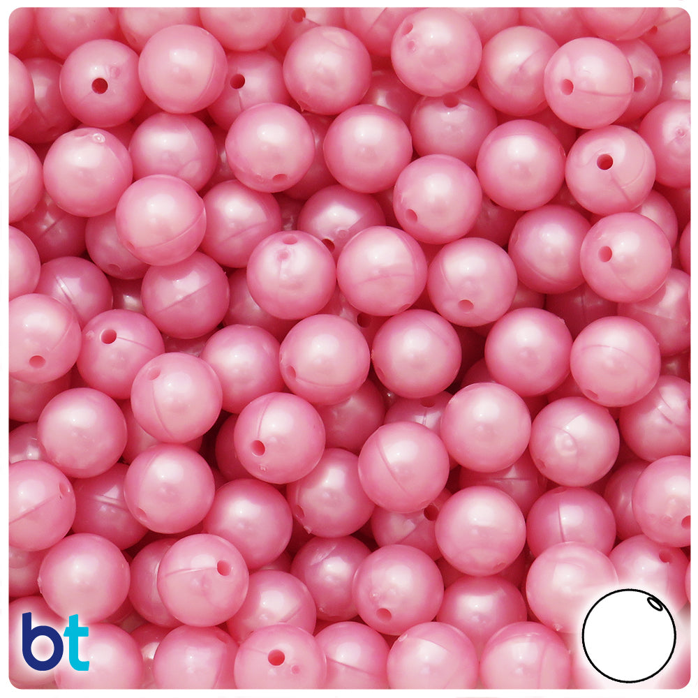 Light Pink Pearl 10mm Round Plastic Beads (150pcs)