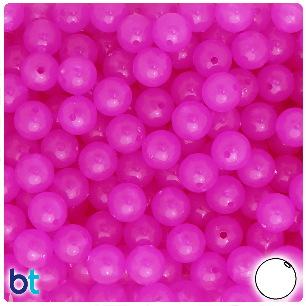 Purple Glow 10mm Round Plastic Beads (150pcs)