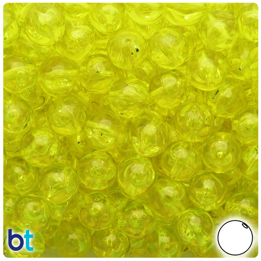 Yellow Transparent 12mm Round Plastic Beads (60pcs)