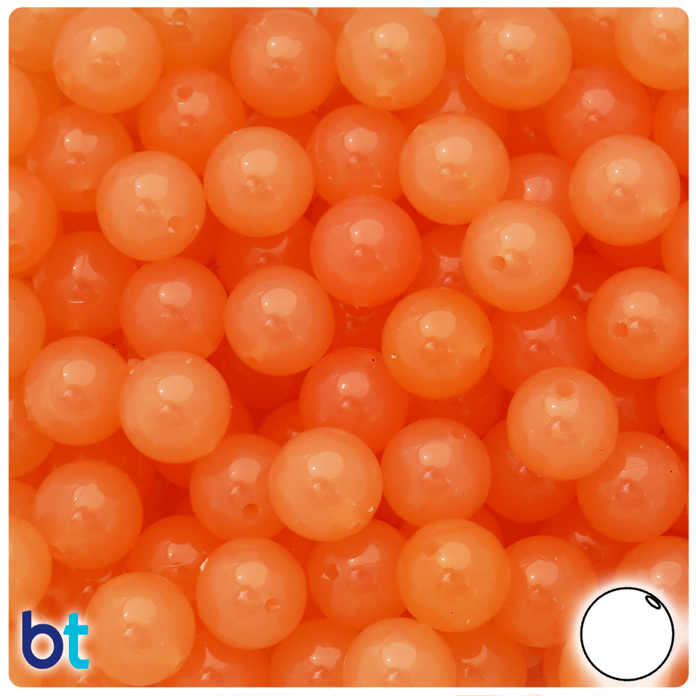 Peach Transparent 12mm Round Plastic Beads (60pcs)