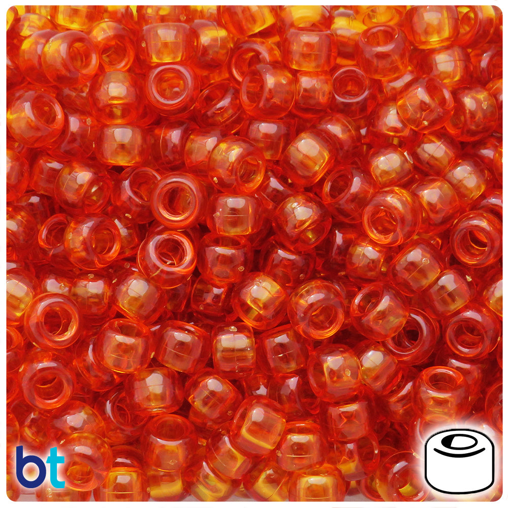 Autumn Gold Transparent 9mm Barrel Pony Beads (500pcs)