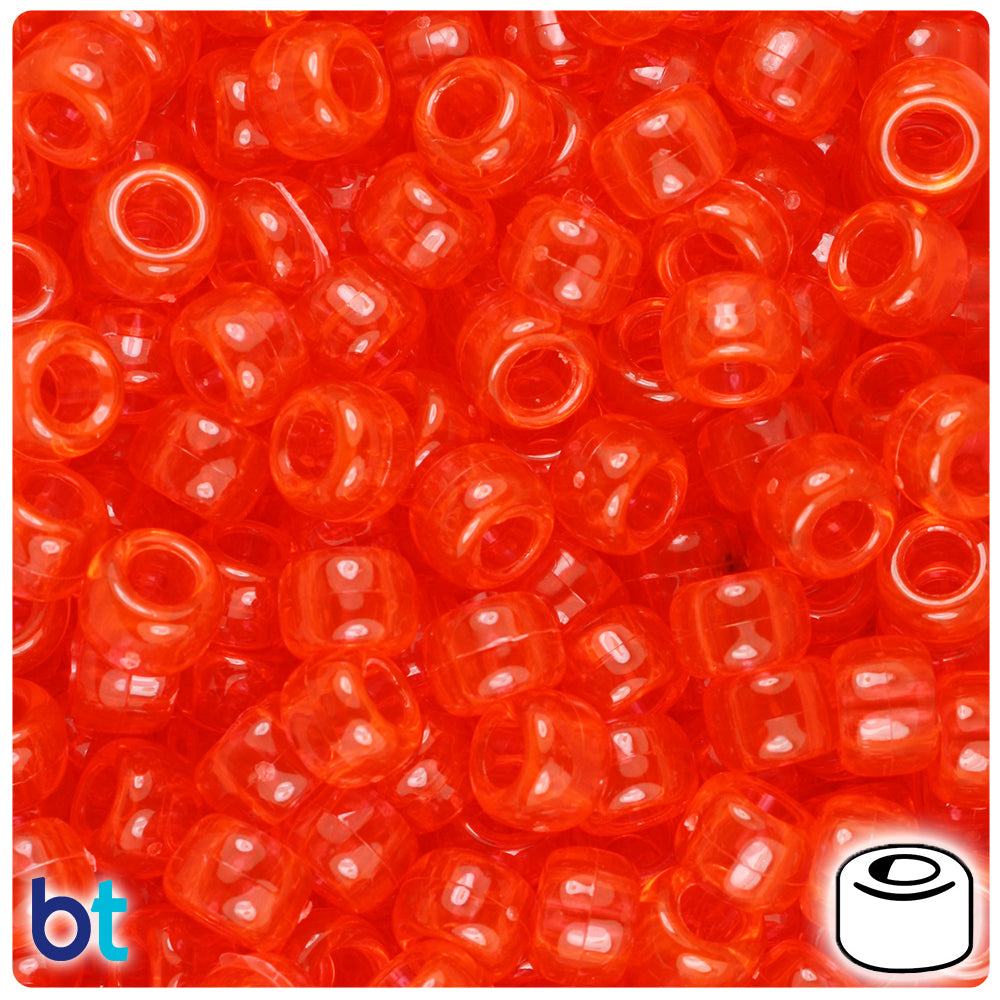 Wholesale Case 9mm Barrel Pony Beads - Transparent