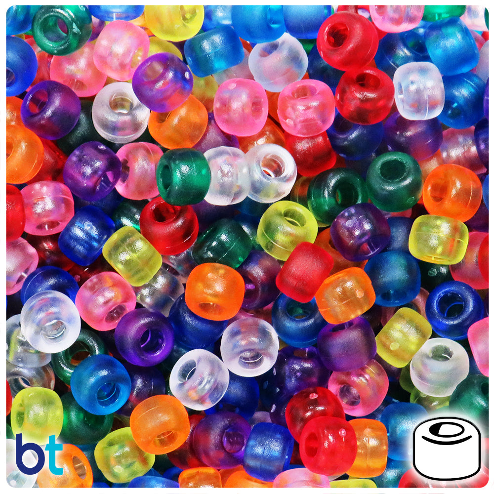 Frosted Mix 9mm Barrel Pony Beads (500pcs)