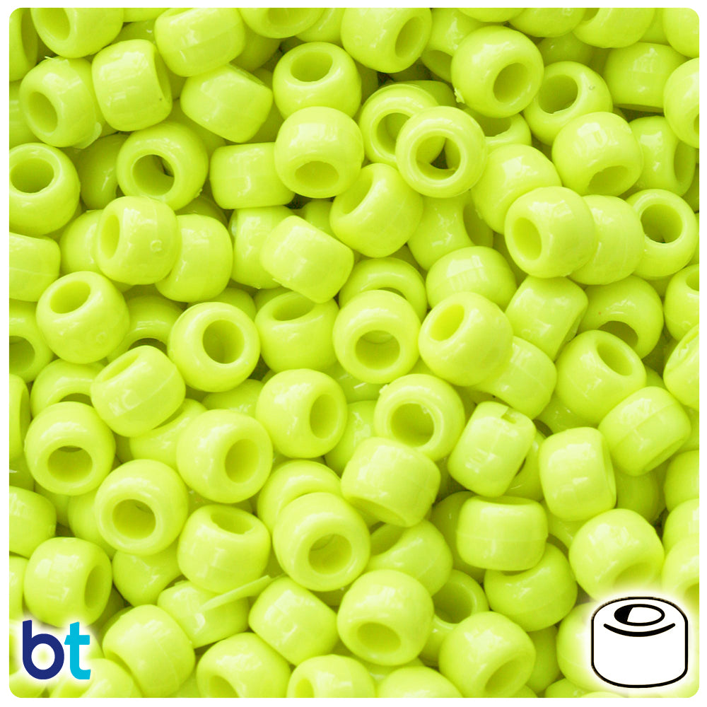 Chartreuse Green Opaque 9mm Barrel Pony Beads (500pcs)