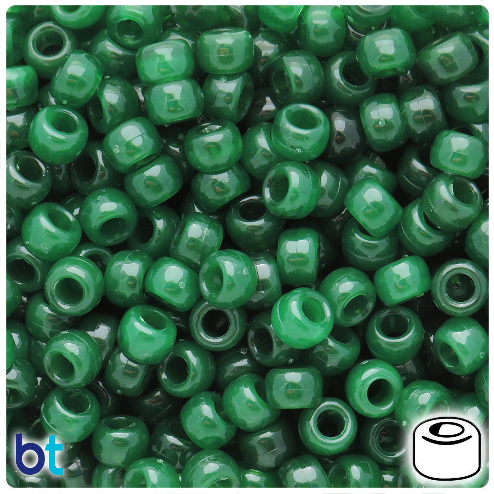 Malachite Green Opaque 9mm Barrel Pony Beads (500pcs)