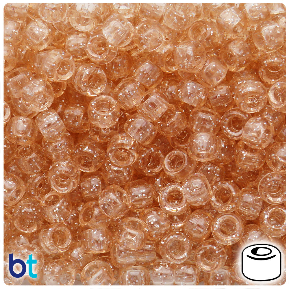 Peach Morganite Sparkle 9mm Barrel Pony Beads (500pcs)