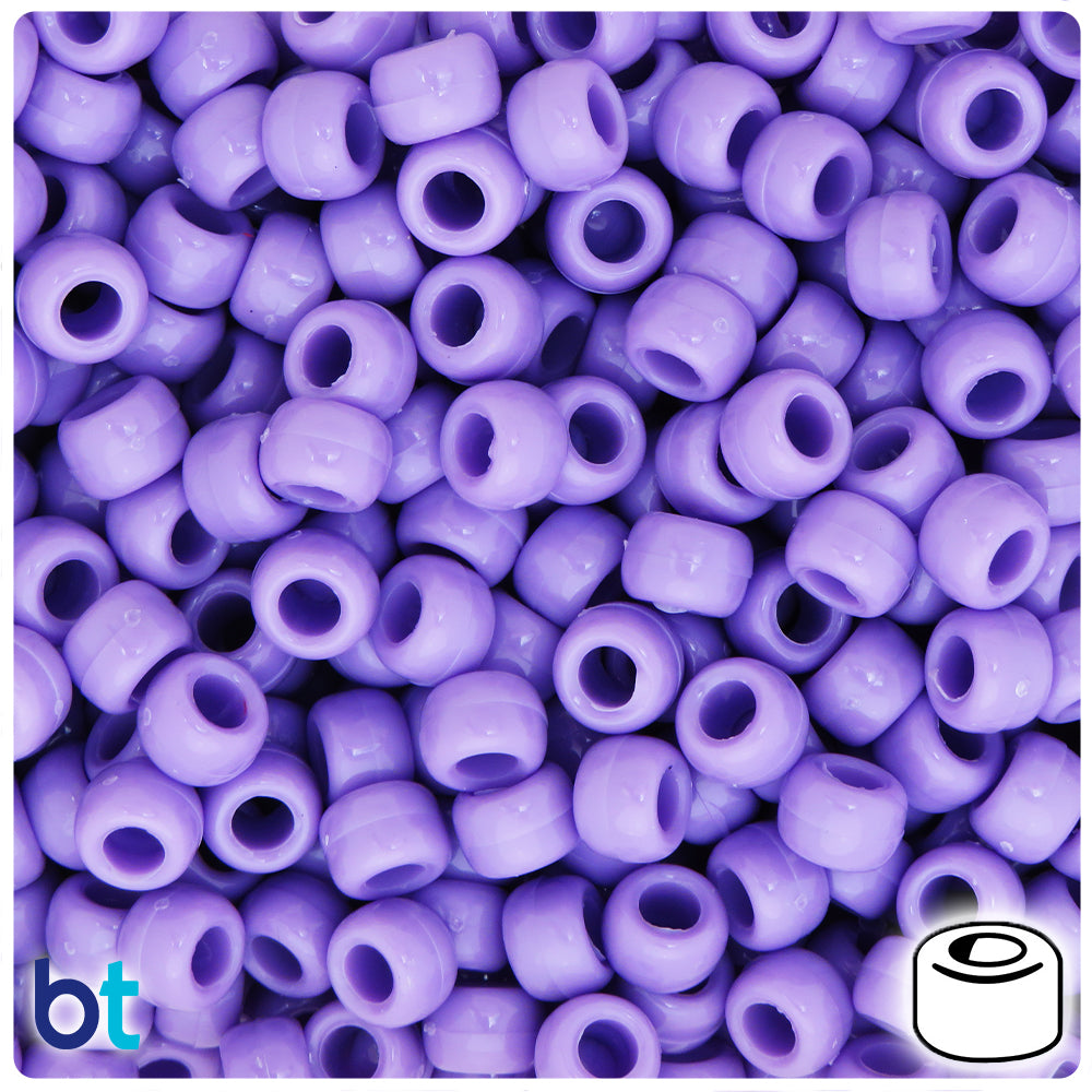 Creamy Lilac Opaque 9mm Barrel Pony Beads (100pcs)