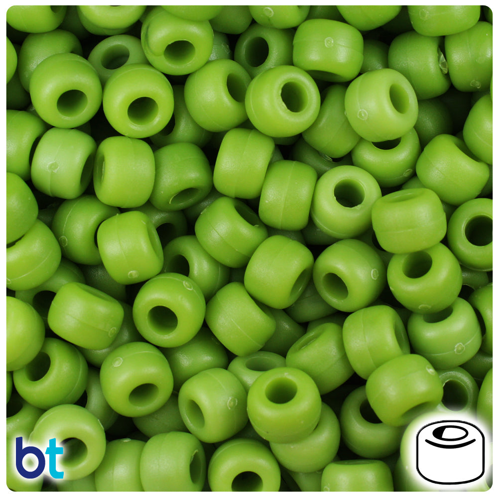 Olive Matte 9mm Barrel Pony Beads (500pcs)