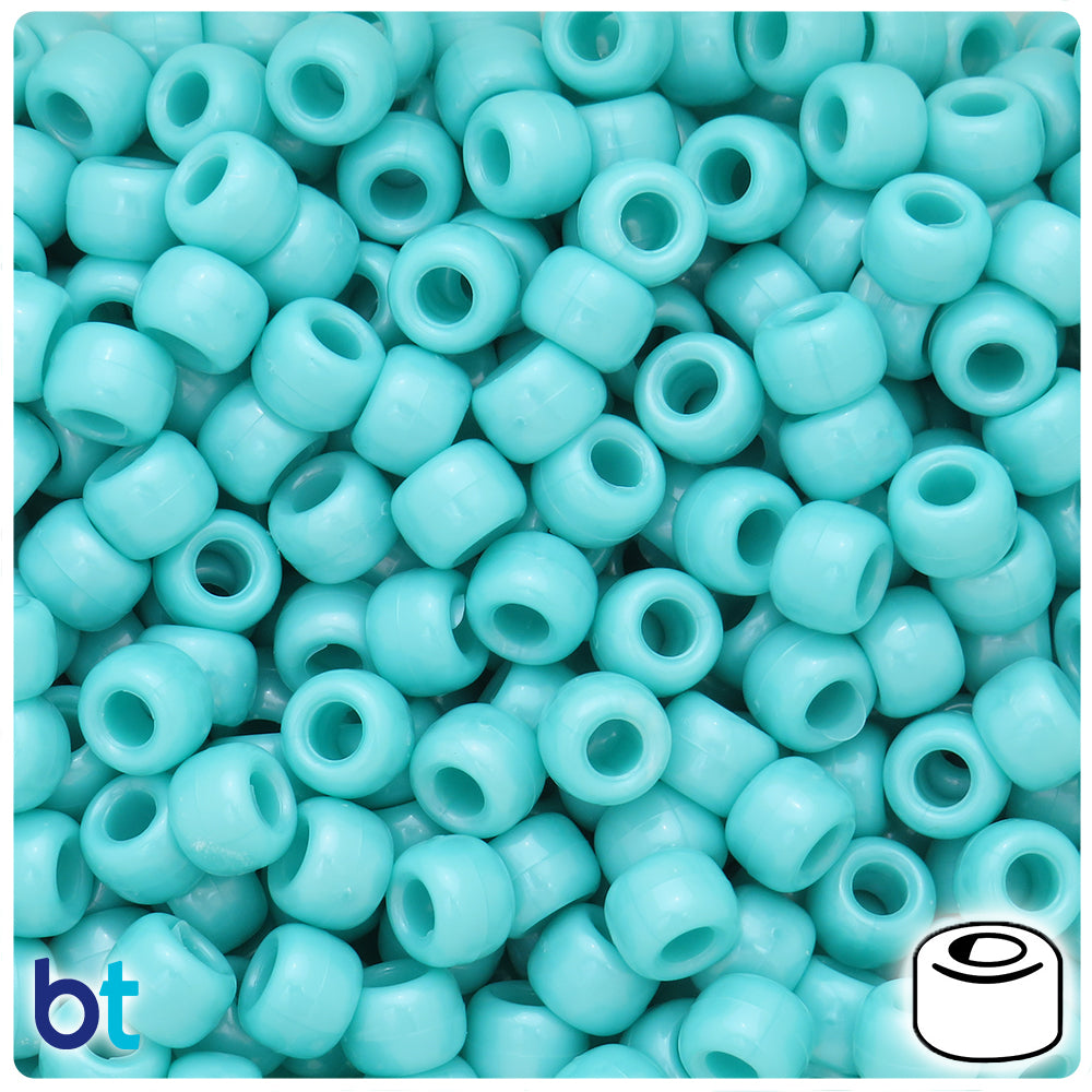 Light Turquoise Pearl 9mm Barrel Pony Beads (100pcs)