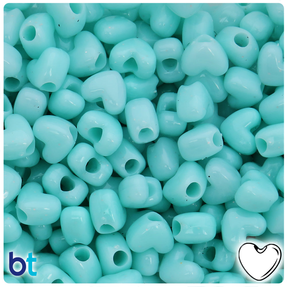 Sea Foam Opaque 12mm Heart (VH) Pony Beads (250pcs)