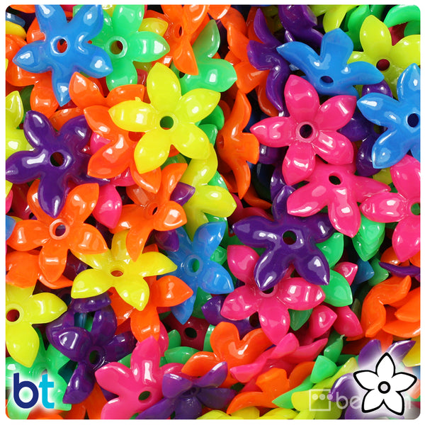 Pony Beads Plastic Flower 12mm - Neon Mix - 50pcs - Beads And Beading  Supplies from The Bead Shop Ltd UK