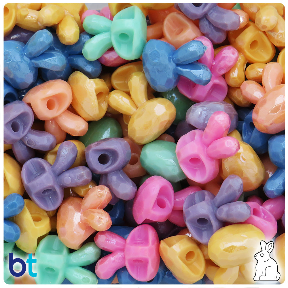 Mixed Opaque AB 18mm Faceted Rabbit Plastic Beads (36pcs)