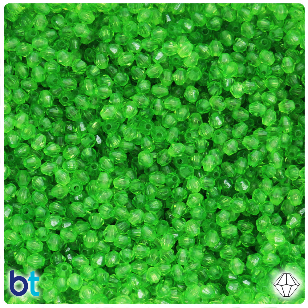 Green Transparent 4mm Faceted Bicone Plastic Beads (1200pcs)