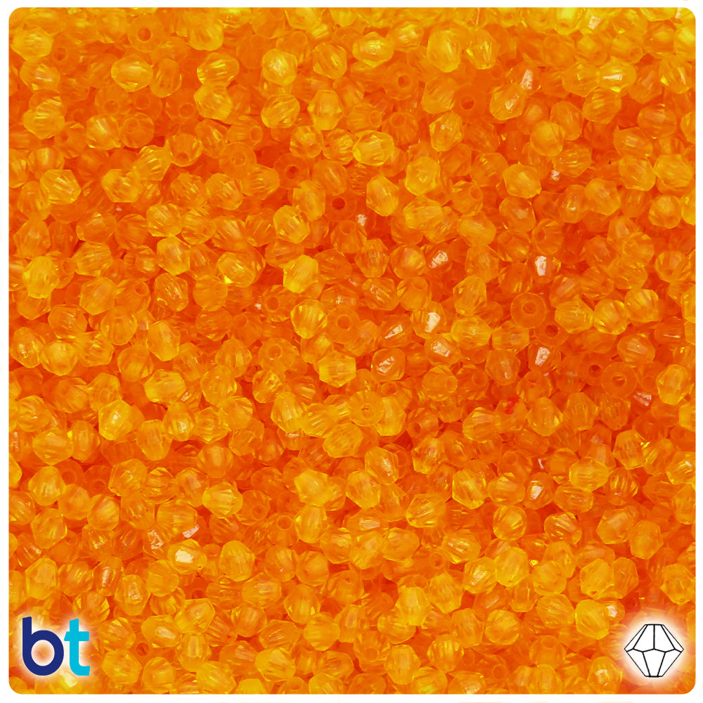 Orange Transparent 4mm Faceted Bicone Plastic Beads (1200pcs)