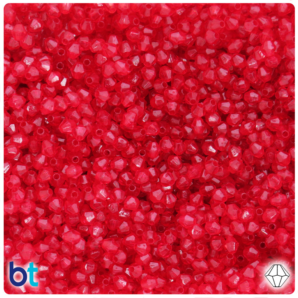 Red Transparent 4mm Faceted Bicone Plastic Beads (1200pcs)