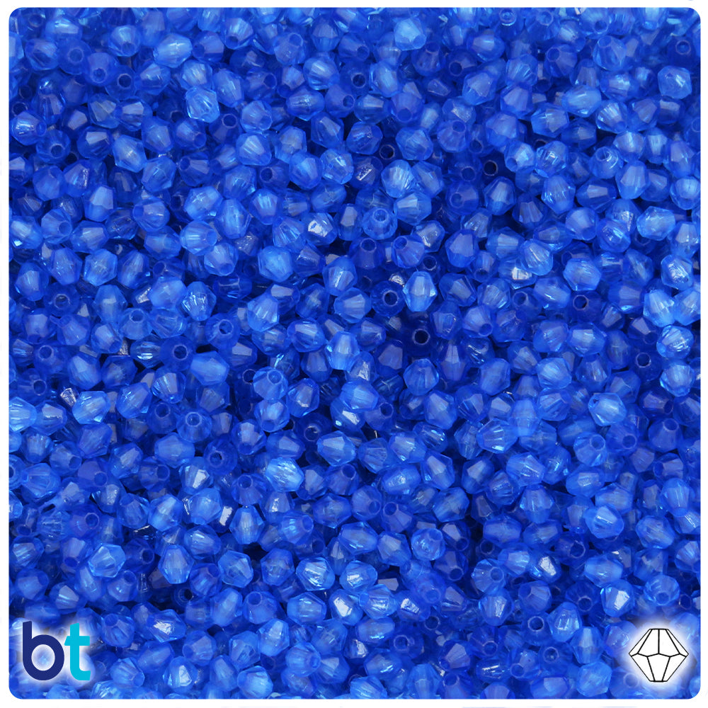 Dark Blue Transparent 4mm Faceted Bicone Plastic Beads (1200pcs)