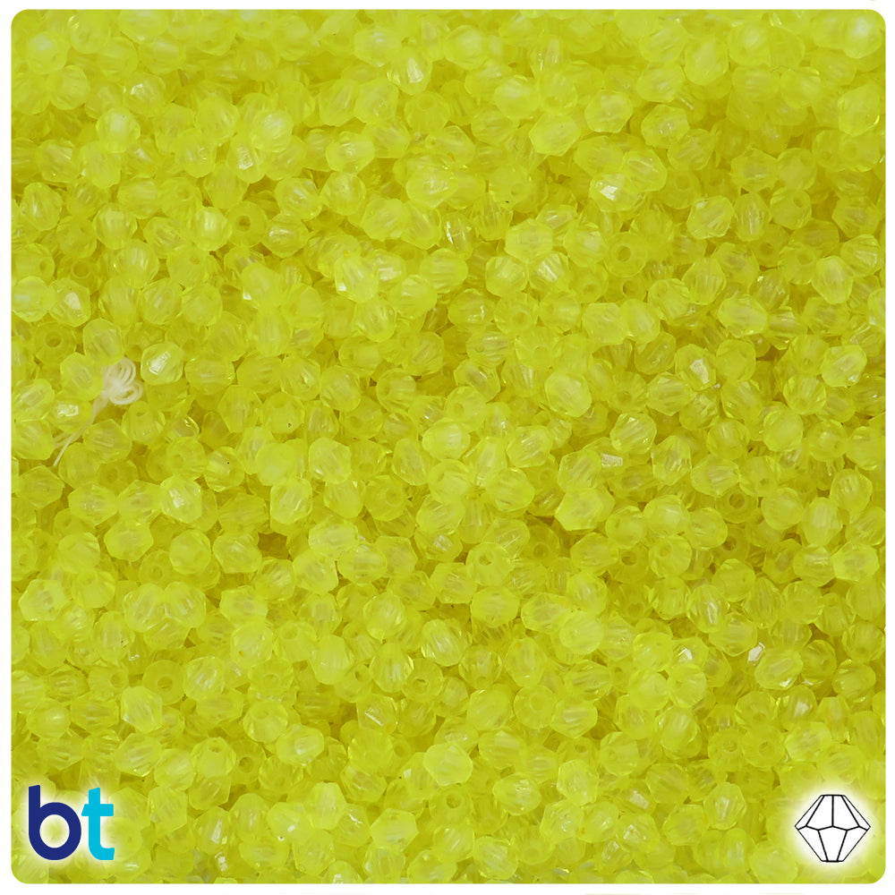 Yellow Transparent 4mm Faceted Bicone Plastic Beads (1200pcs)