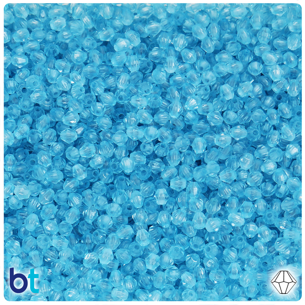 Light Blue Transparent 4mm Faceted Bicone Plastic Beads (1200pcs)