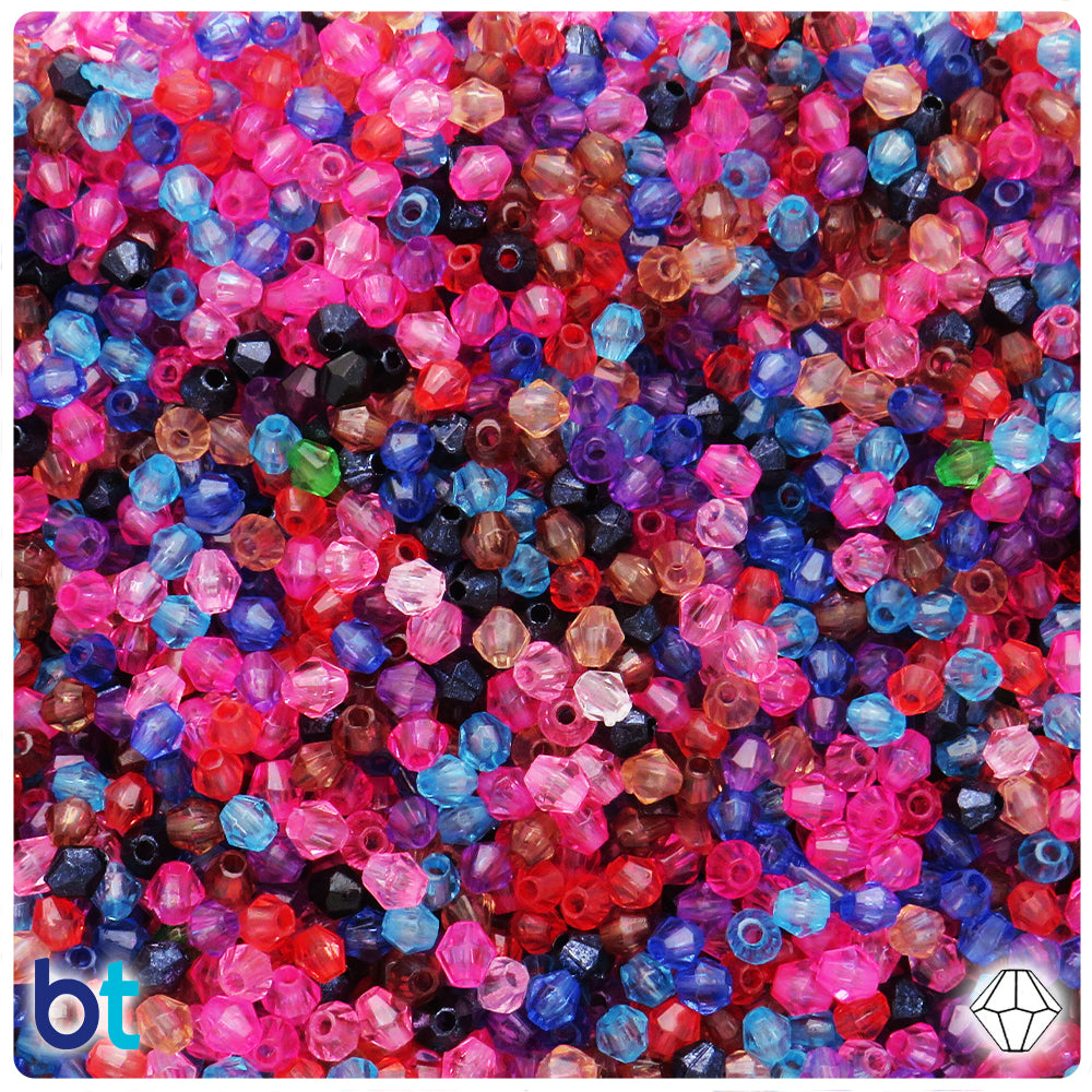 Pink & Purple Transparent Mix 4mm Faceted Bicone Plastic Beads (1200pcs)