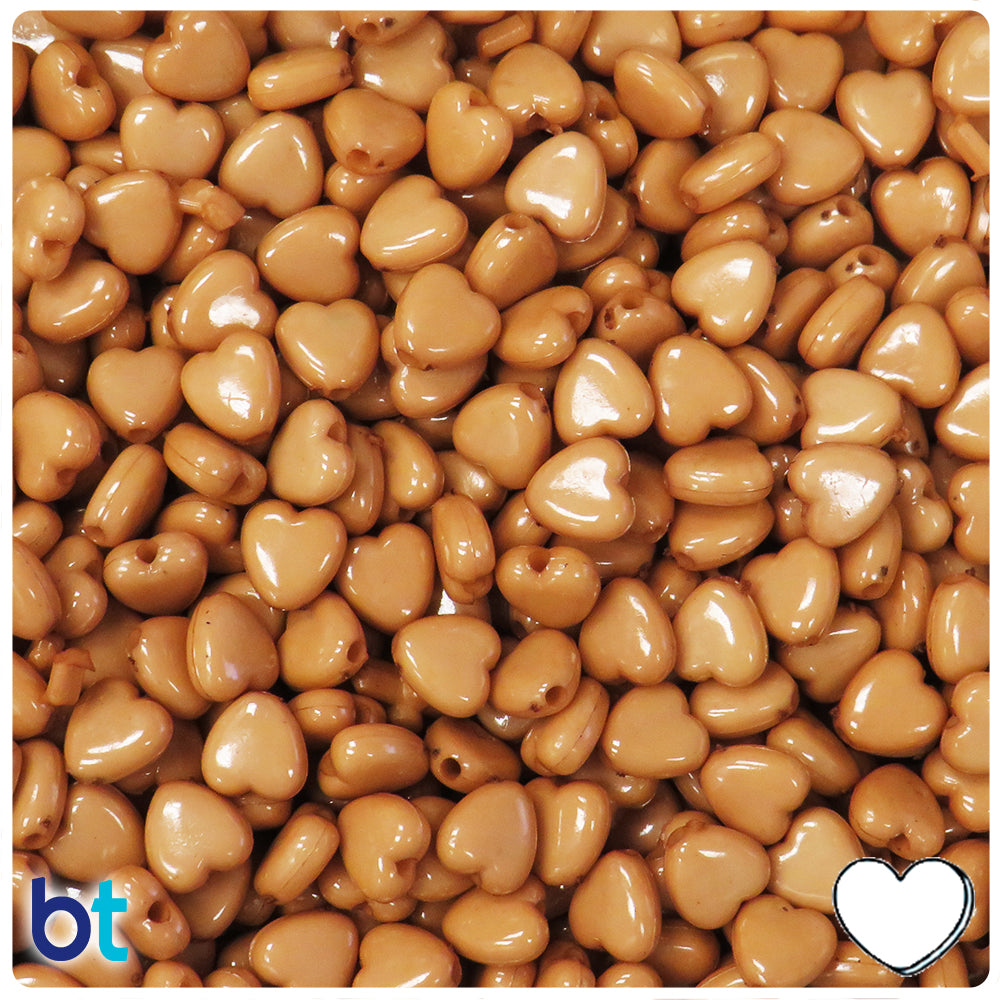 Brown Opaque 8mm Heart Plastic Beads (275pcs)