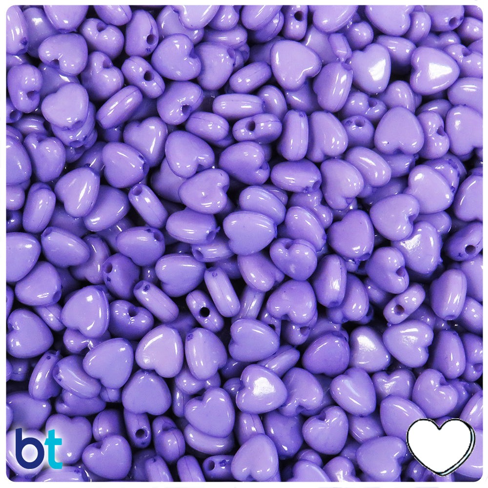 Purple Opaque 8mm Heart Plastic Beads (275pcs)