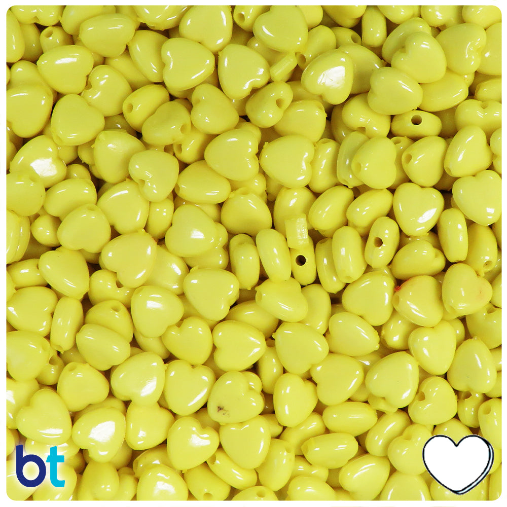 Yellow Opaque 8mm Heart Plastic Beads (275pcs)