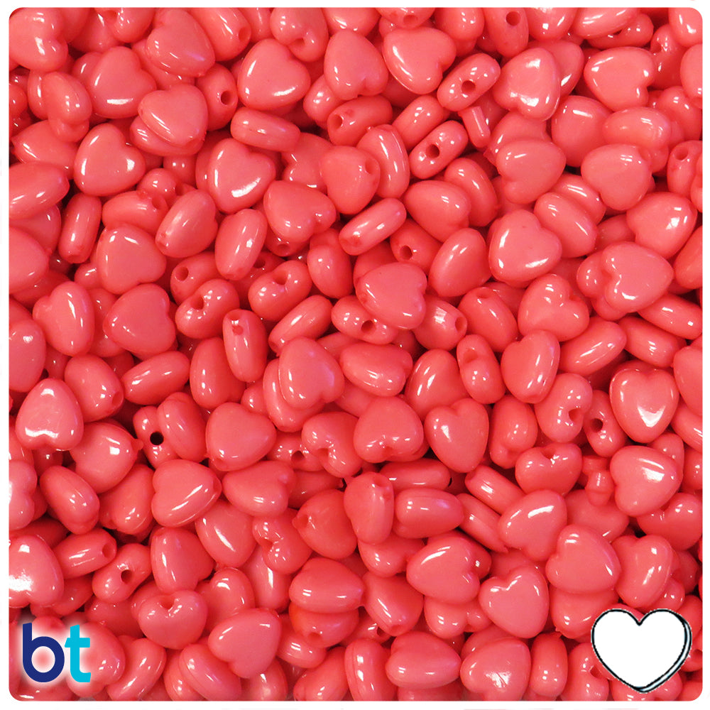 Dark Pink Opaque 8mm Heart Plastic Beads (275pcs)