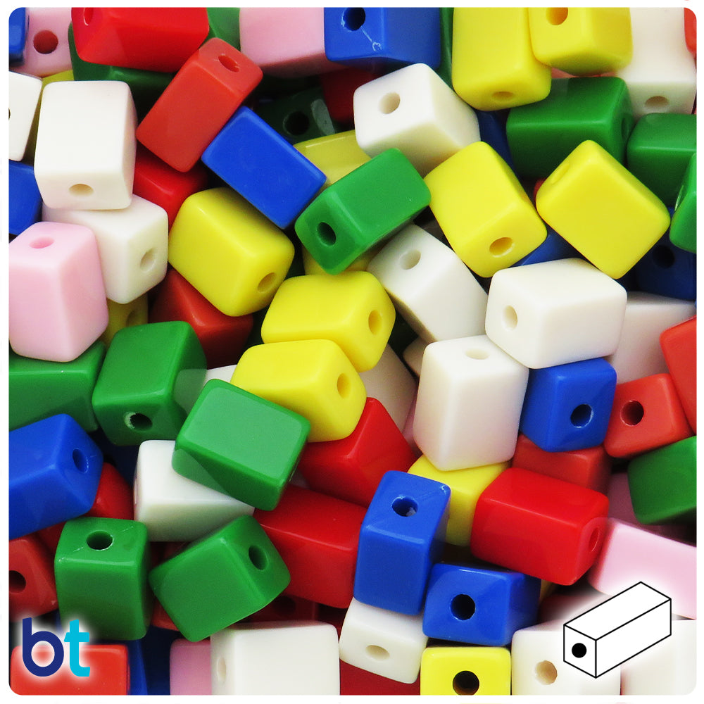 Mixed Opaque 13mm Rectangle Plastic Beads (50pcs)