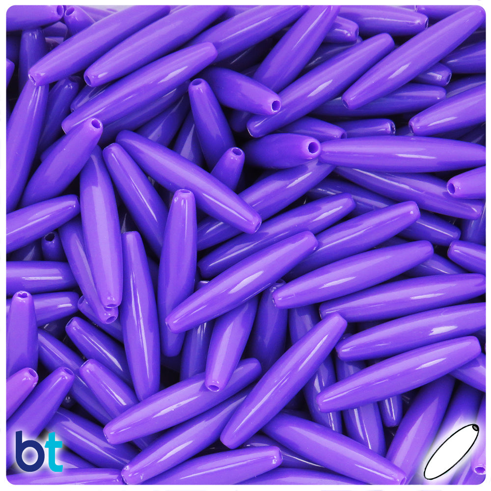 Dark Purple Opaque 28mm Spaghetti Plastic Beads (100pcs)