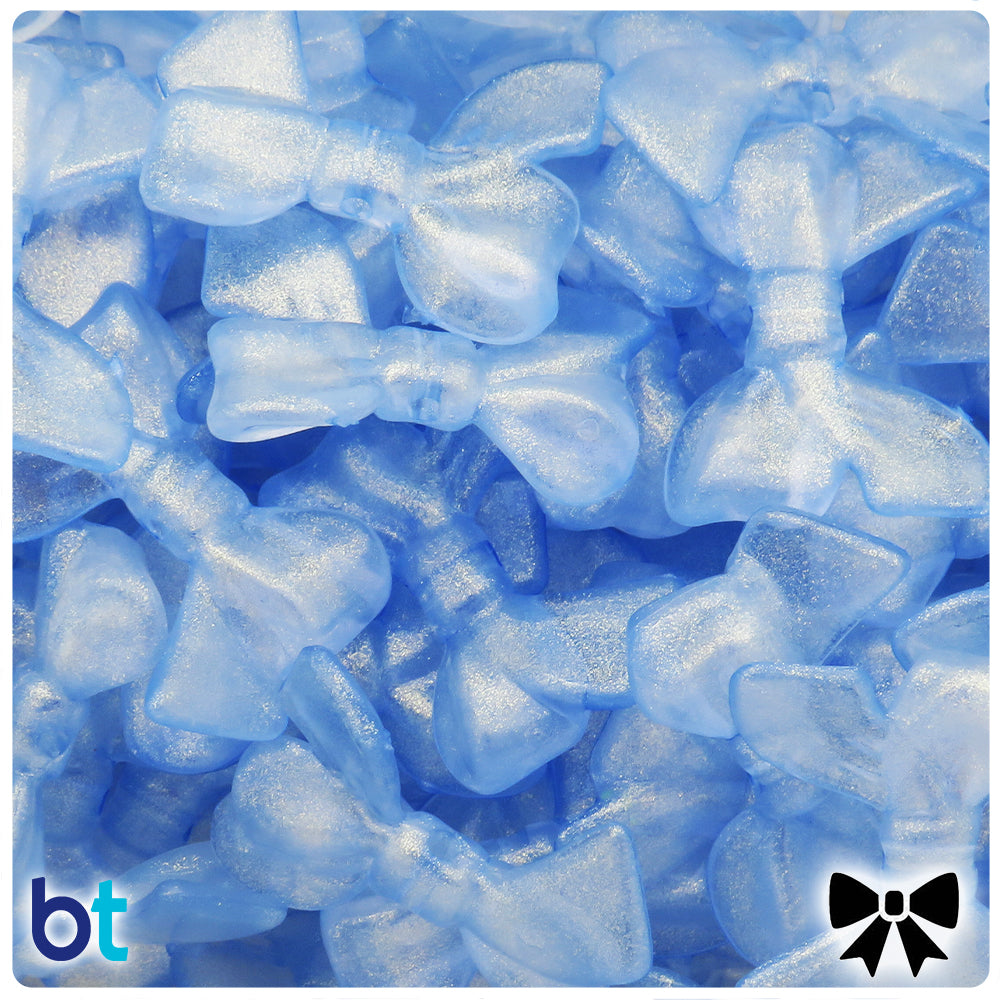 Blue Sparkle 31mm Bowtie Plastic Beads (24pcs)