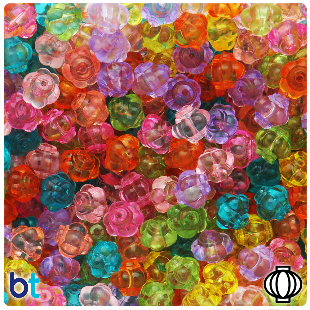 Mixed Transparent 10mm Lantern Plastic Beads (100pcs)