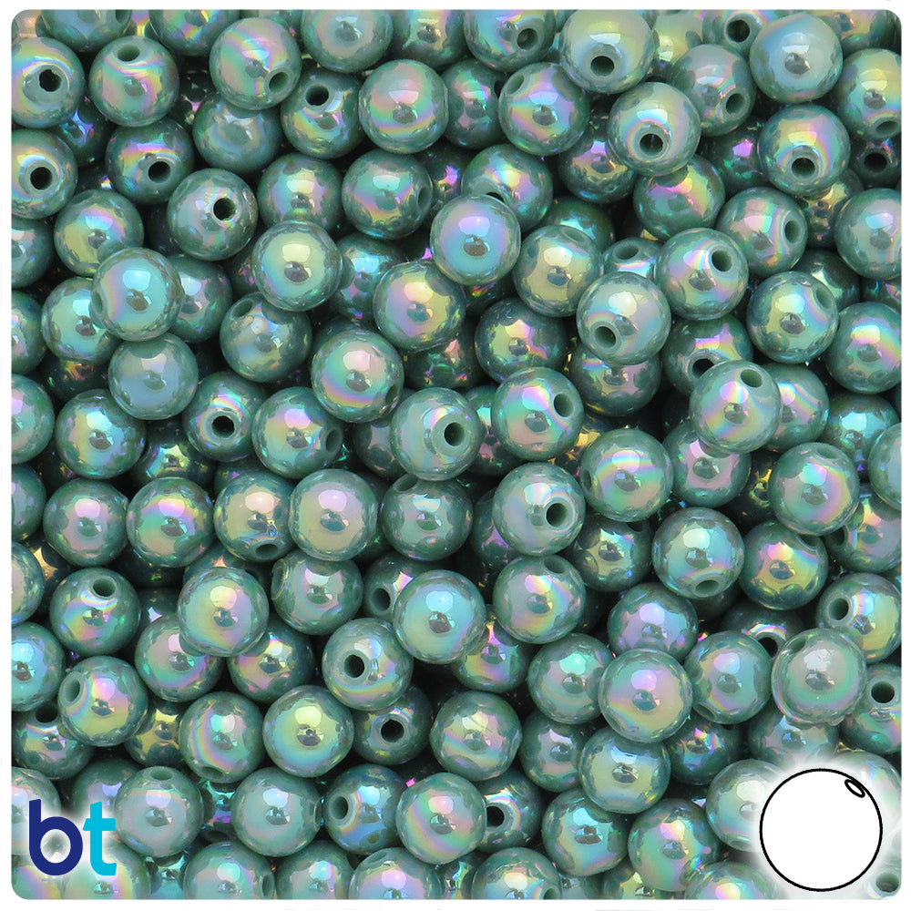 Teal Green Opaque AB 8mm Round Plastic Beads (250pcs)