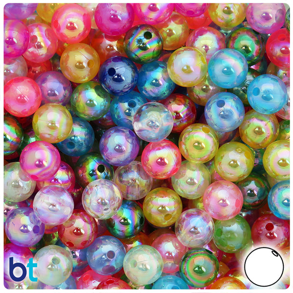 BeadTin Classic Sparkle Mix 10mm Faceted Round Plastic Craft Beads (225pcs)