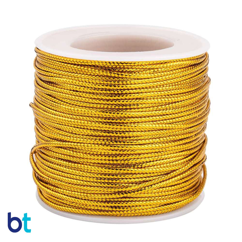 Gold Tone Metallic 2mm Braided Polyester Cord (40m)