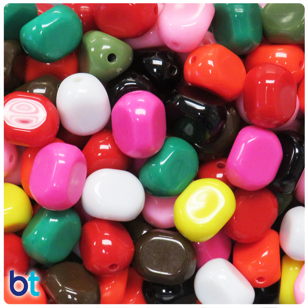 Mixed Opaque 16mm Nugget Plastic Beads (50pcs)