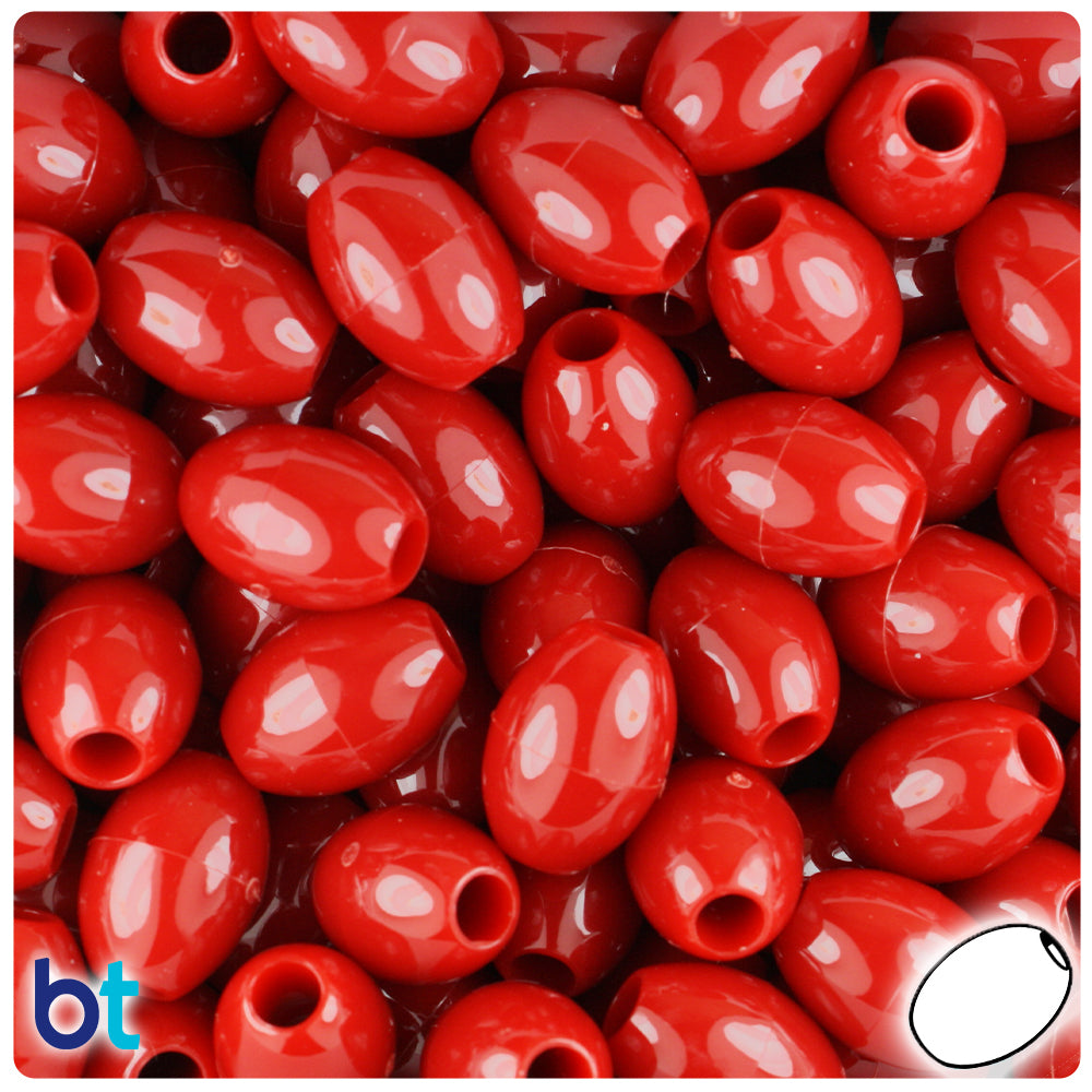 Poppy Red Wood Oval Rice Tube Beads Satin Varnished Plain Simple Smoot –  LylaSupplies