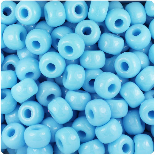 Baby Blue Opaque 6.5mm Mini Barrel Pony Beads (1000pcs)