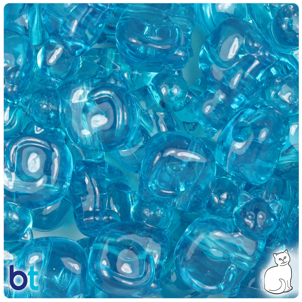 Turquoise Transparent 23mm Cat Pony Beads (24pcs)