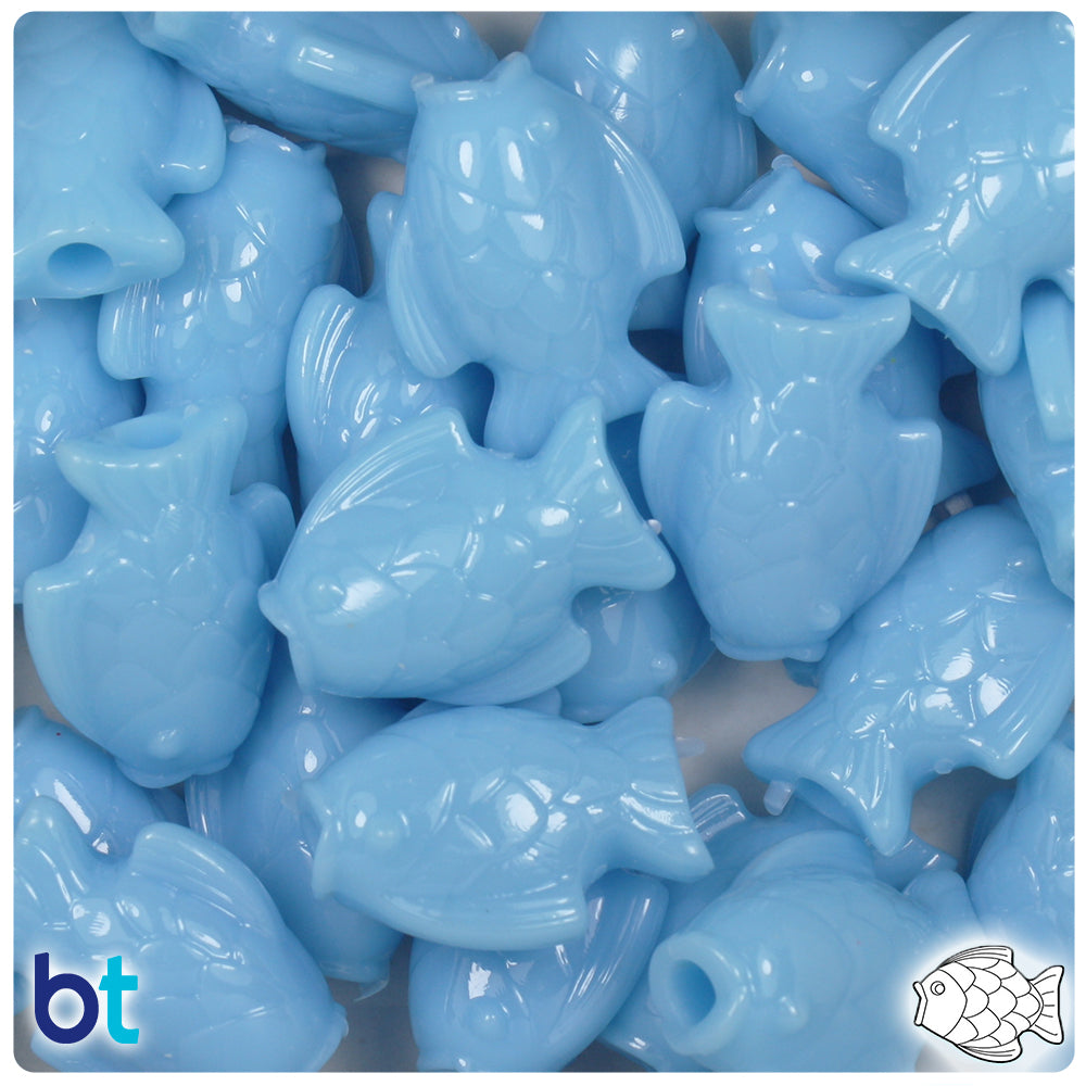 BeadTin Ivory w/Blue Antique 24mm Whale Pony Beads (24pcs