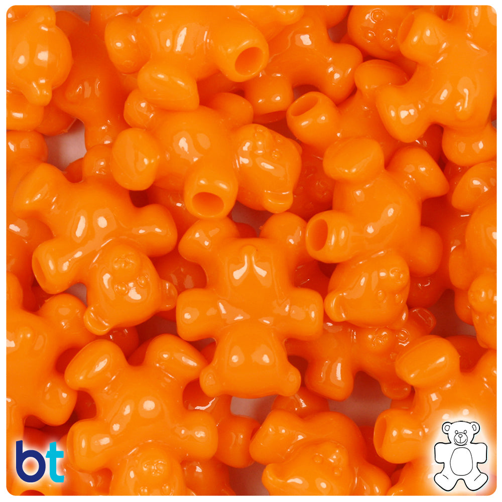 Orange Opaque 25mm Teddy Bear Pony Beads (24pcs)