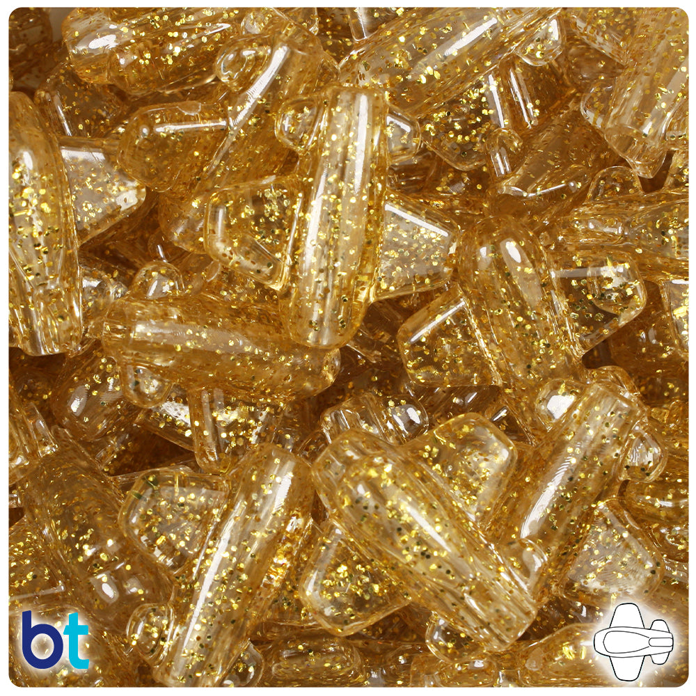 Gold Sparkle 25mm Airplane Pony Beads (24pcs)