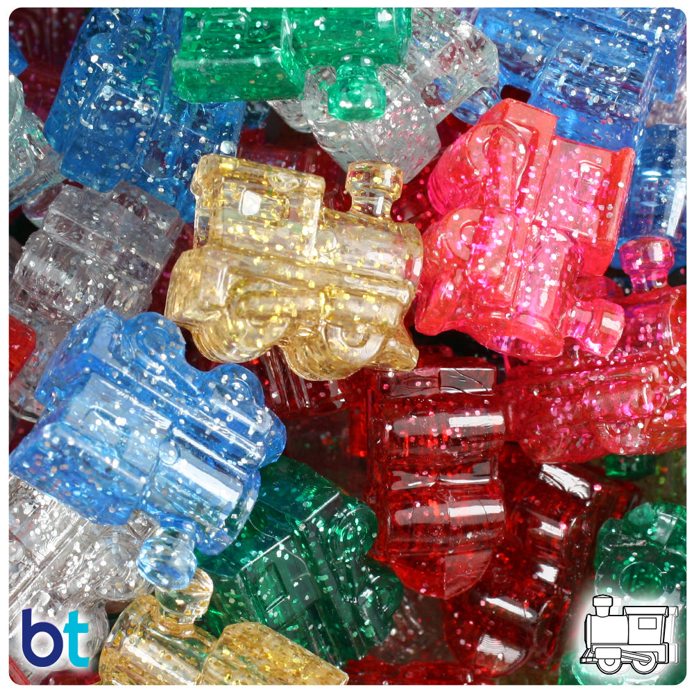 Classic Mix Sparkle 22mm Train Pony Beads (24pcs)