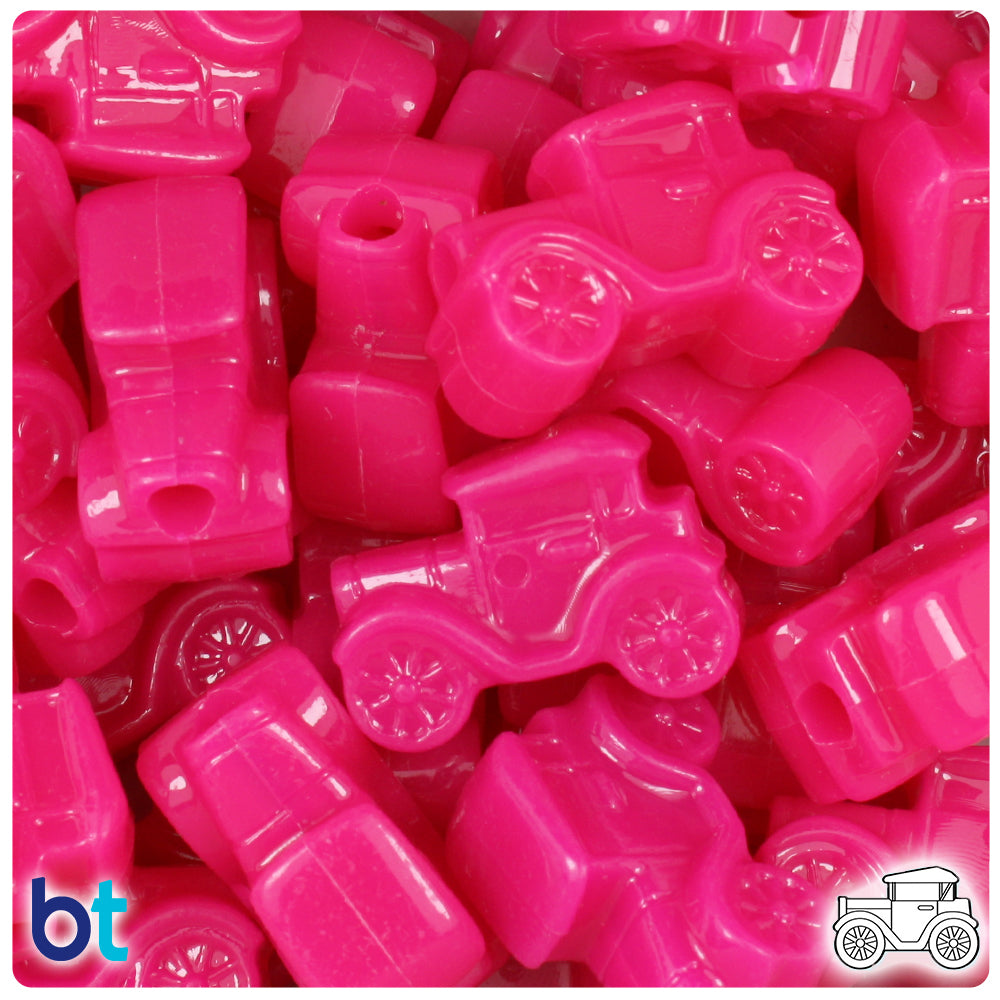 Magenta Neon Bright 25mm Car Pony Beads (24pcs)