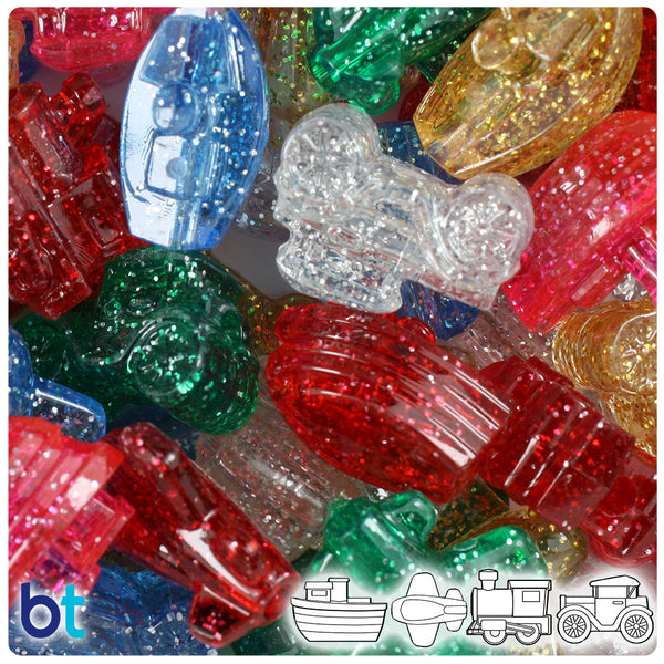 BeadTin Jelly Sparkle Mix 13mm Small Shape Mix Plastic Pony Beads